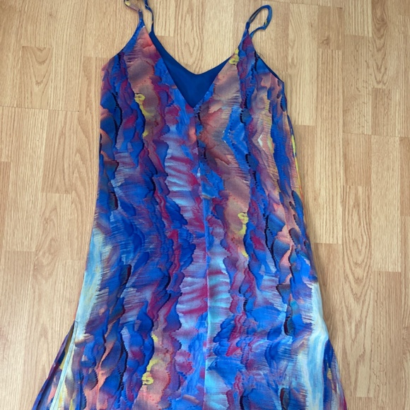 Lulus Flying Watercolors Royal Blue Watercolor Print Sheath Maxi Dress, Size XS - Picture 14 of 14